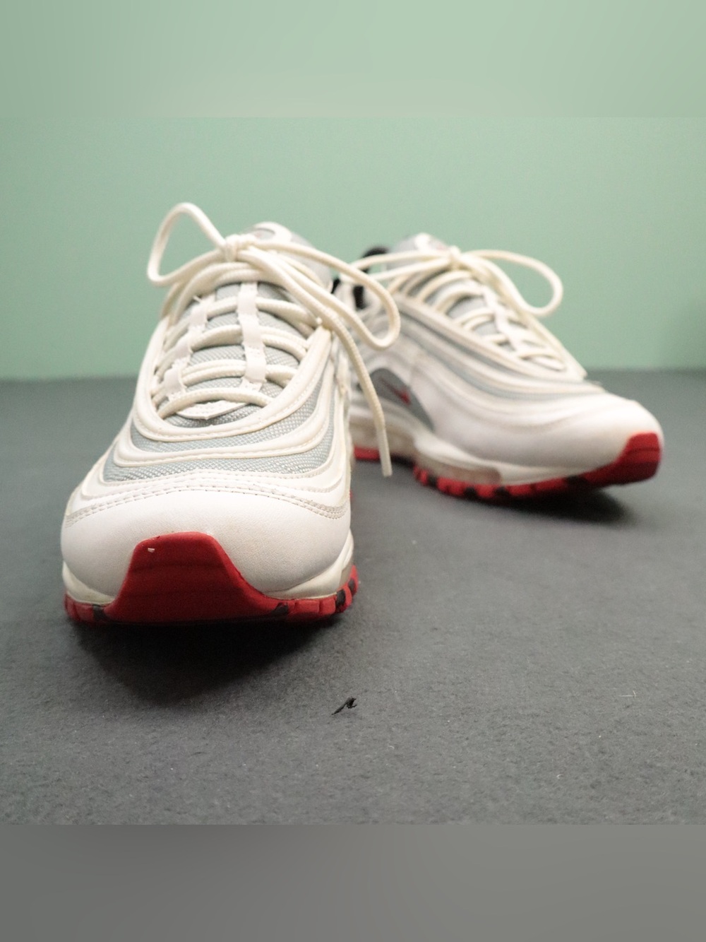 Nike Air Max 97 White Bullet Sneakers 921522-111 Mens 7Y Womens 8.5 EUR 40 Red - Picture 9 of 12